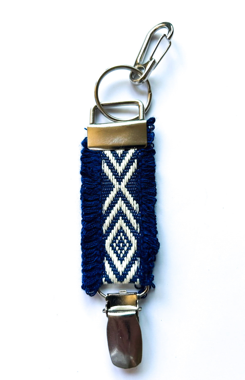 ComboClip. - Navy & White Geometric & Silver Hardware