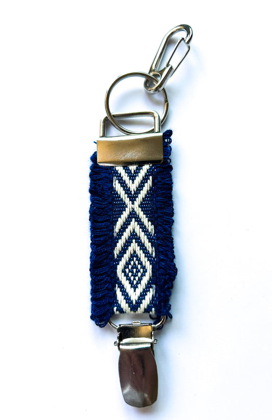 ComboClip. - Navy & White Geometric & Silver Hardware