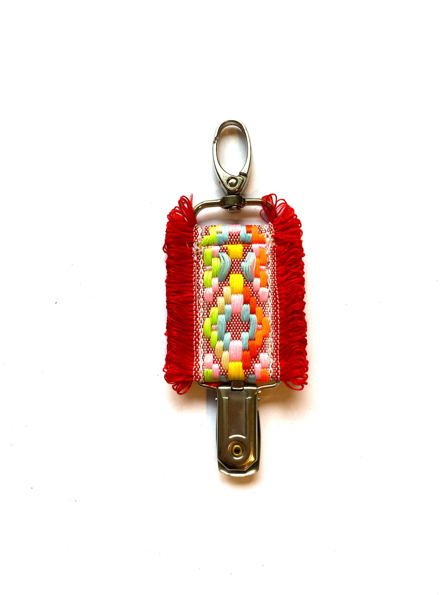 ComboClip. -Multicolour red print & silver clip