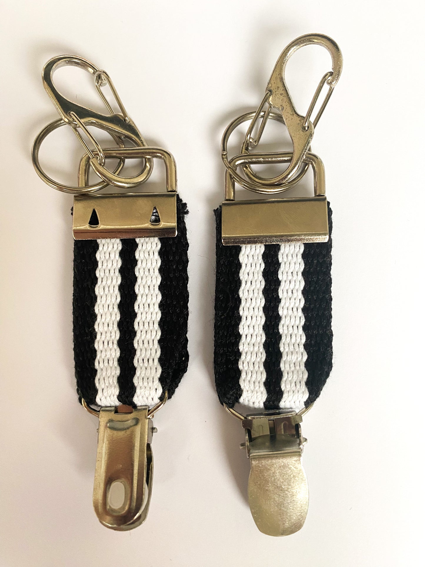 ComboClip - Black & White Stripe (silver hardware)