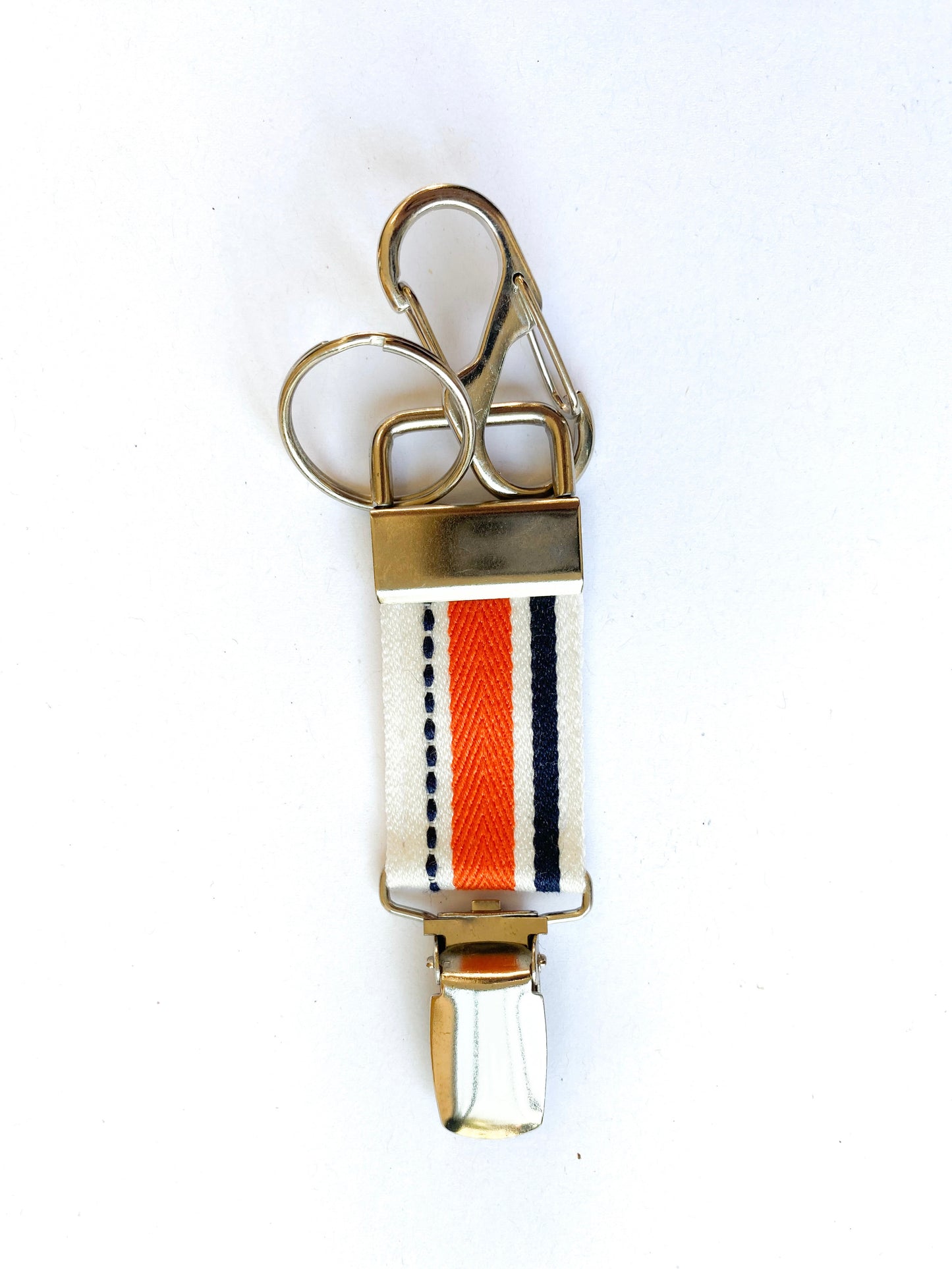 ComboClip. - Orange Stripe with silver hardware