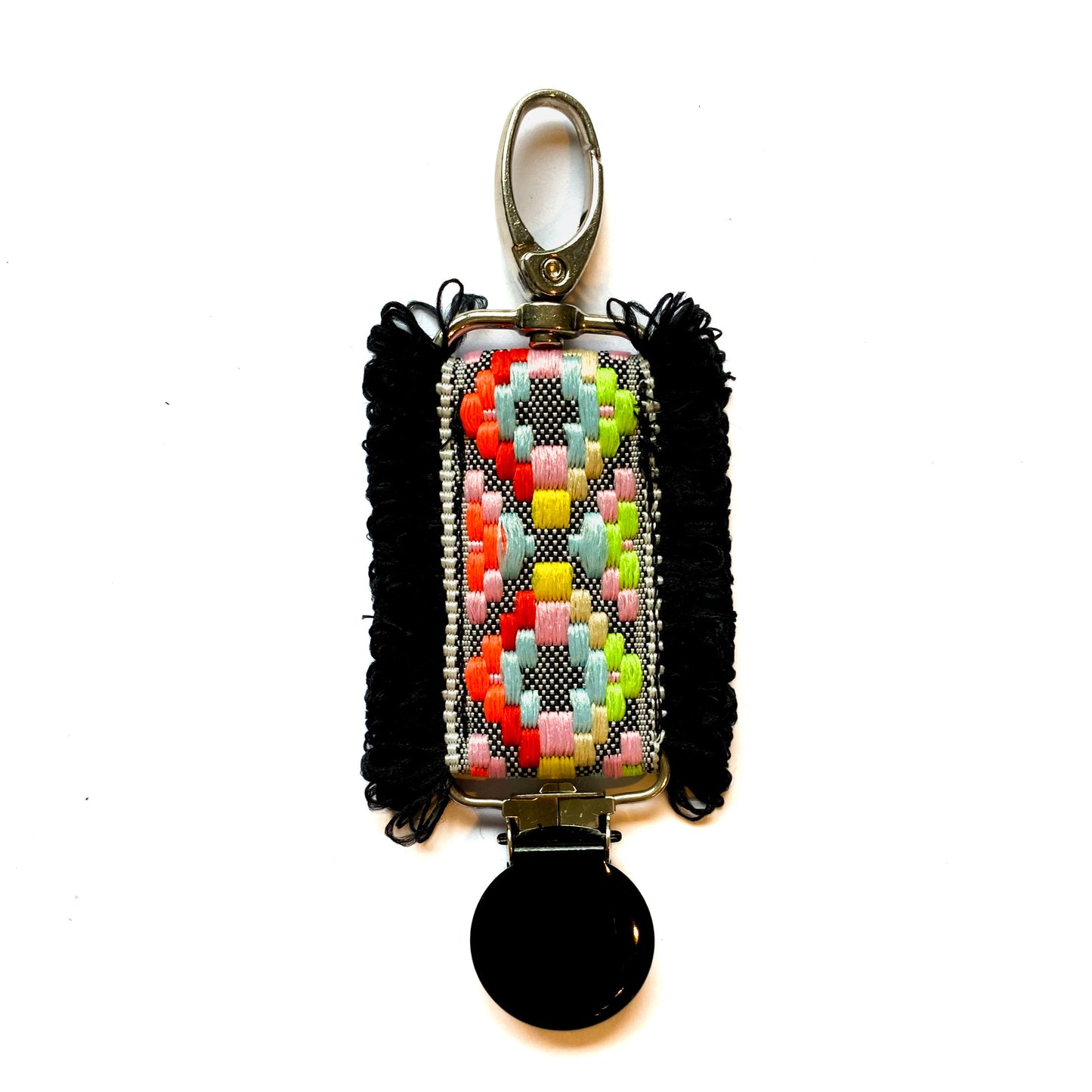 ComboClip. -Multicolour black print & black round clip